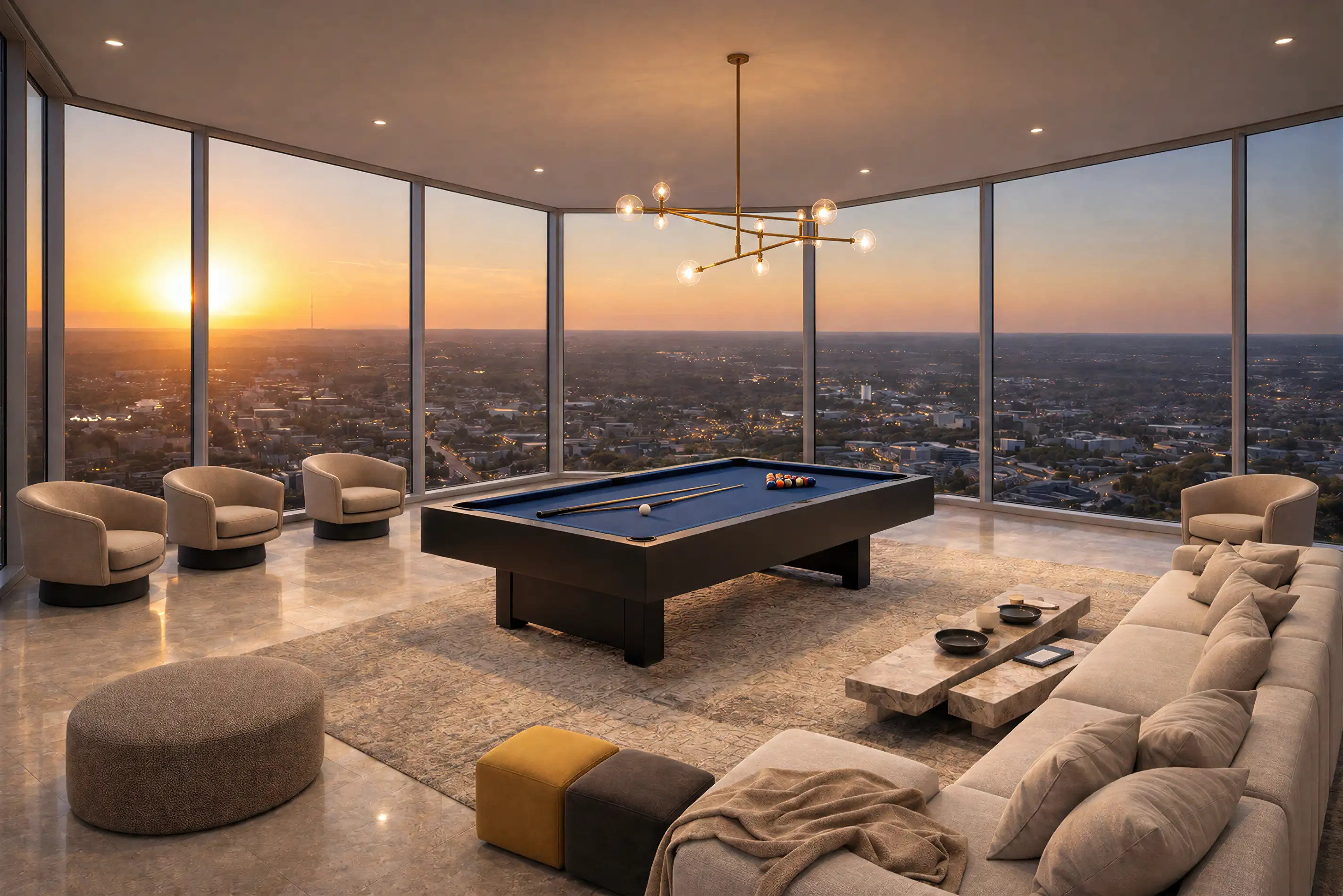 Game room with billiards at Club 1010