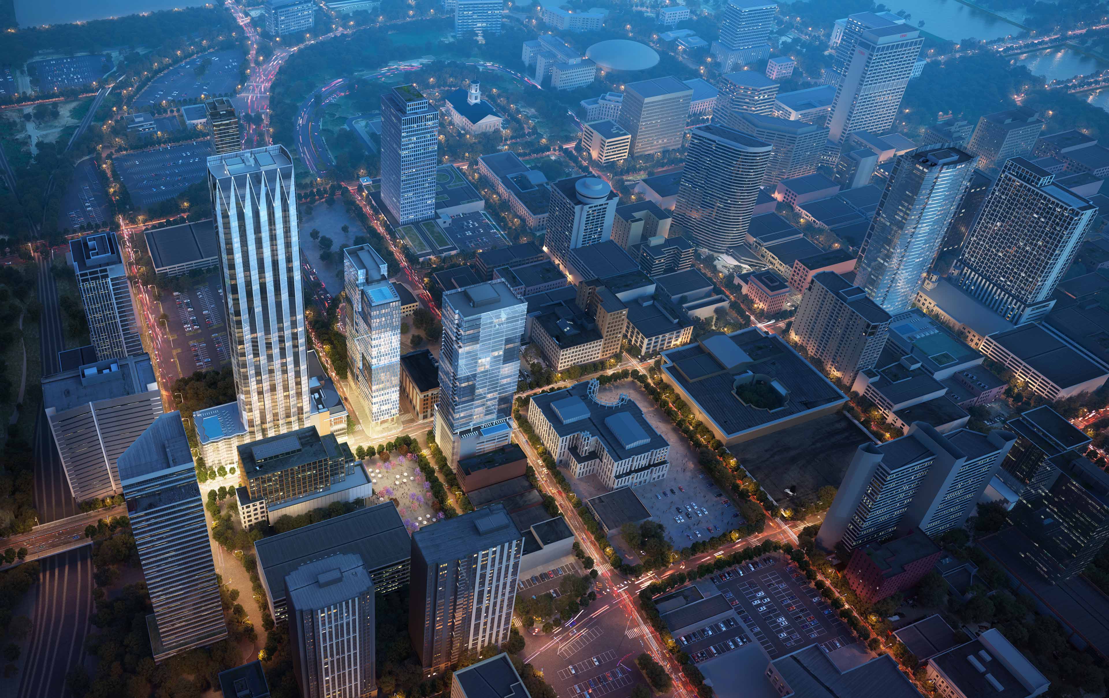 Aerial view of downtown Nashville